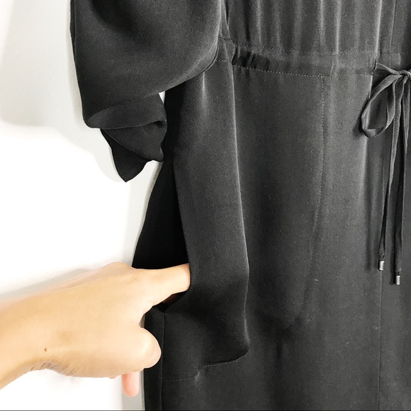 Rebecca Taylor Silk Tie Waist Dress Black Size 0 - Picture 5 of 10